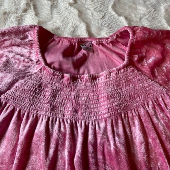 2/$35 Please Mum Pink Velour Smocking Top Girls Size L NWT - Picture 2 of 8